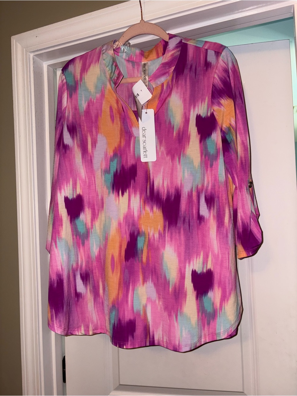 Clear Scarlett Pink Multi-Color Printed Blouse